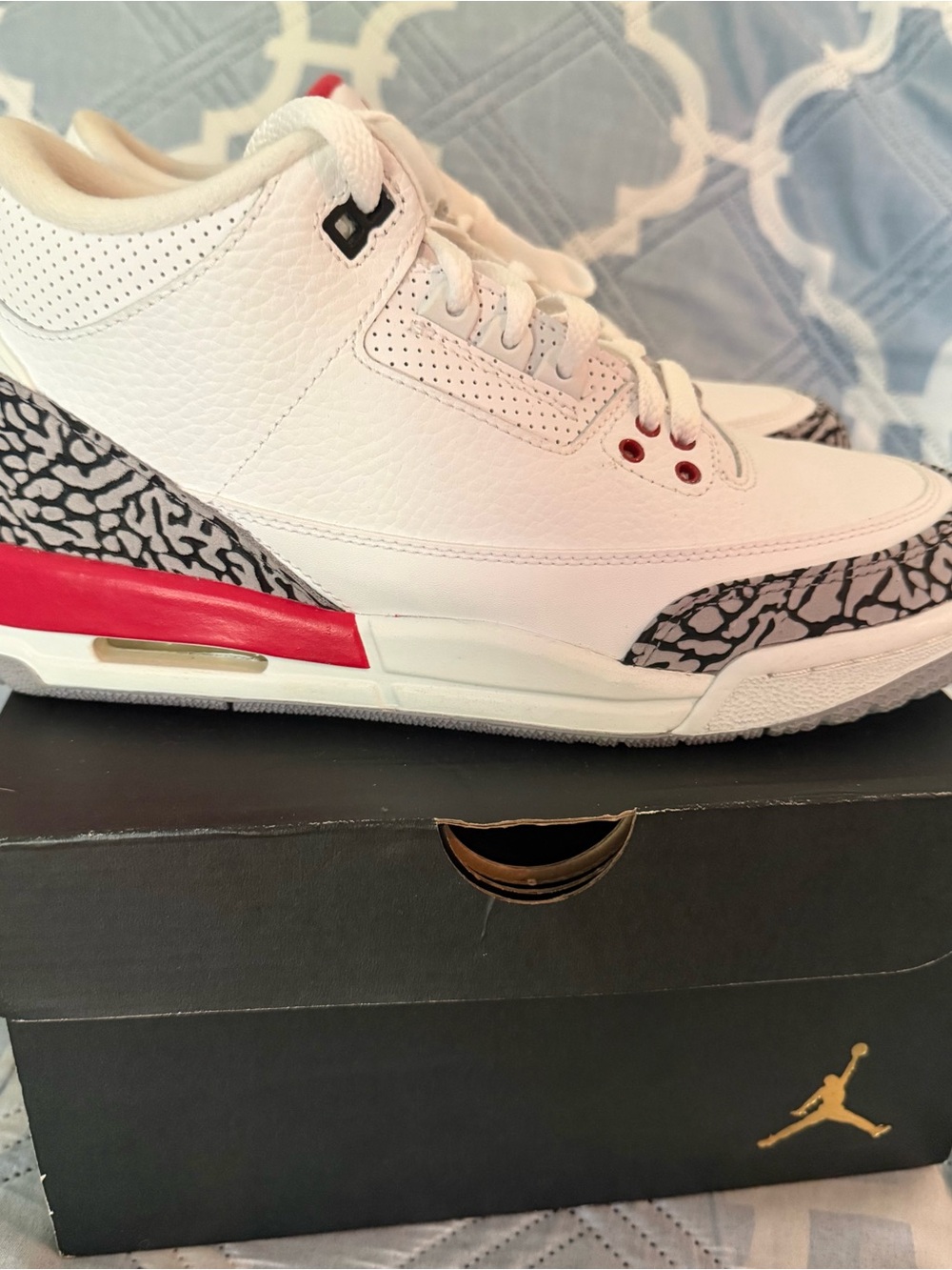 Jordan White Cement with Red Accents